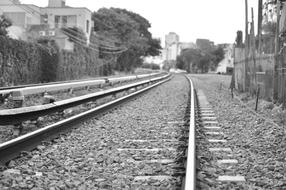 railroad studded with rocks