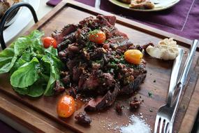 steak meat with vegetables