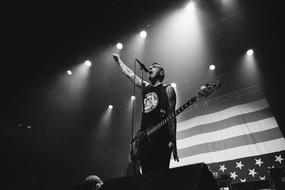 Man sings on stage, Black And White