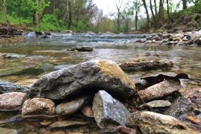 stones near the river close up