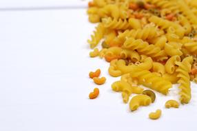 dried pasta on a white background