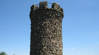 a big tower with a blue sky