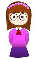 cartoon school girl in purple uniform