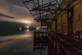 at the lake house in the evening