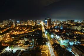 street lights, night illumination of buildings and skyscrapers