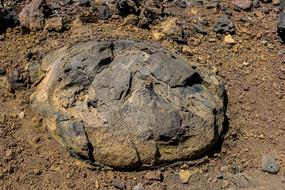 volcanic stone in the ground