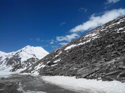 landscape of high mountains in the snow