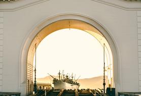 Architecture Building arch at sunrise