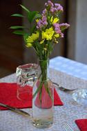 table setting with flowers