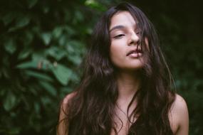 Girl Hair green background