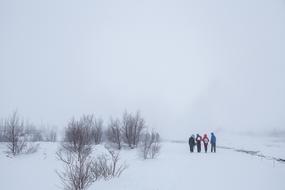 people snow landscape