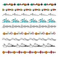 Colorful decorations with patterns, at white background, clipart