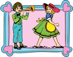 frame boy girl trumpet drawing