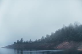 trees with clouds and mountains