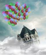 House Flying with Balloons