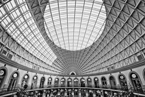 monochrome photo of Architecture Building ceiling