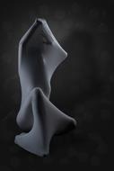 Person in the white texture at black and white background
