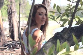 Model Girl and tree