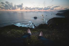 Man feet beach
