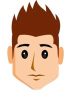 cartoon boy with tousled hairstyle