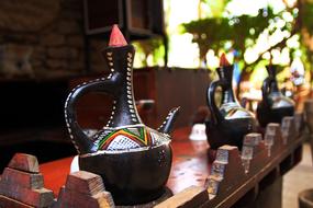 ceramic jugs on the table