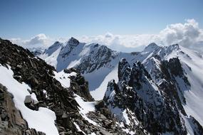 winter mountain in the clouds view