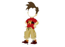 cartoon child boy, face mask
