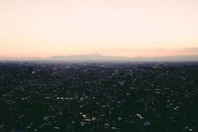 Aerial view picture of City Urban at sunset