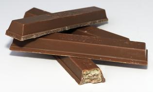 Chocolate slices with waffle