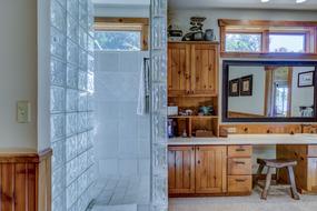 Beautiful, retro interior of the house with wooden furniture