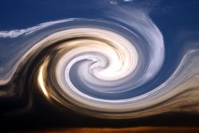 Colorful spiral pattern on the landscape with sky, clipart