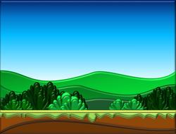 drawing of hills and bushes