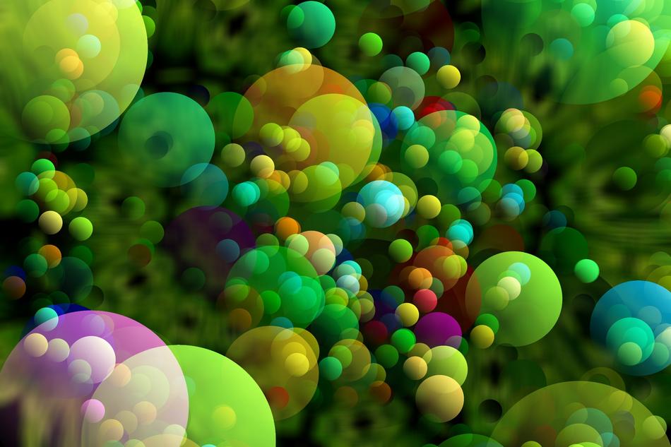 lot of transparent colored balls, background, digital art