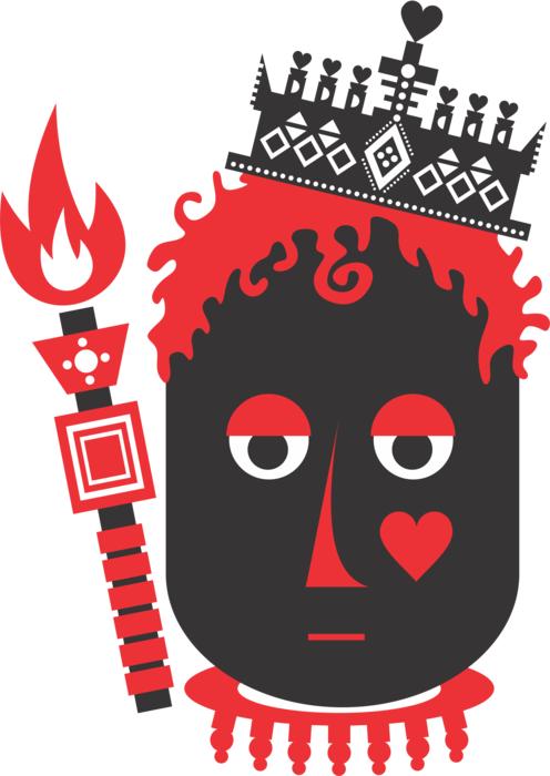 silhouette of the king of hearts on a white background