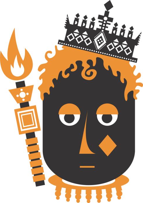 Clipart of the king with diamond crown and torch, at white background