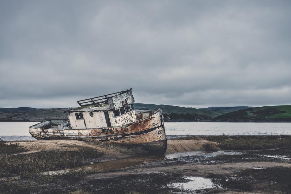 sunken ship in the water