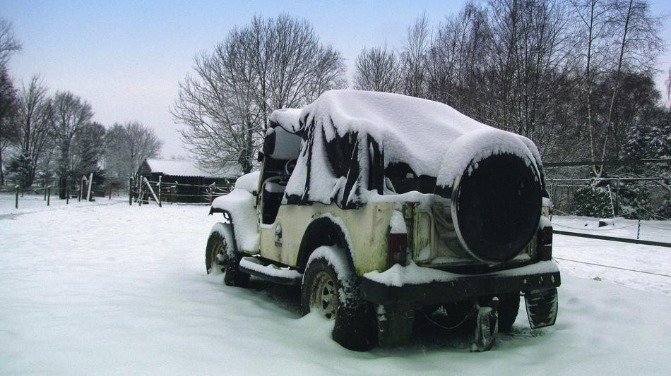 Snow covered Jeep Car
