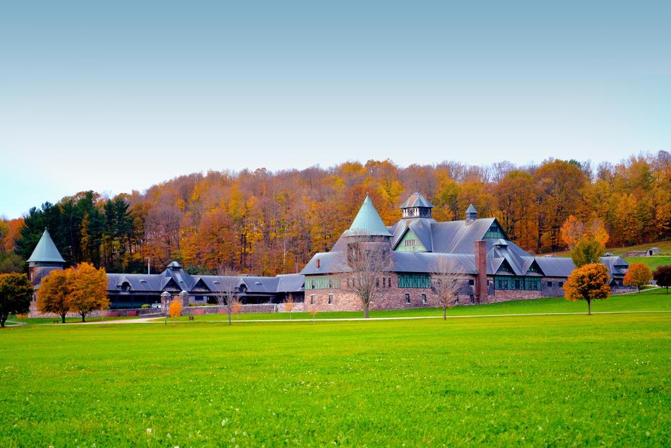 a city on a green meadow