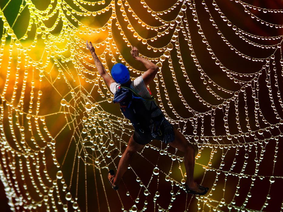 Fantasy clipart of Mountaineer on Cobweb