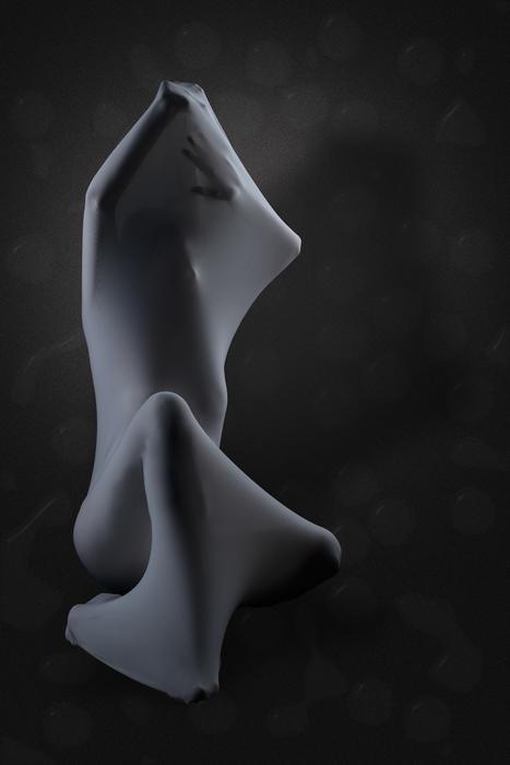 Person in the white texture at black and white background