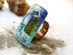 Glass And Wood Ring Jewelry