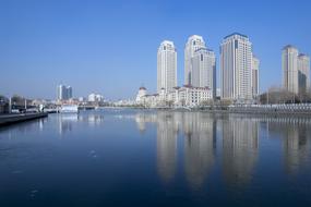 panorama of skyscrapers on the Hai River, China