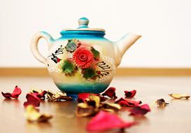 teapot decorated with flowers