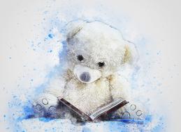 teddy bear sitting art abstract