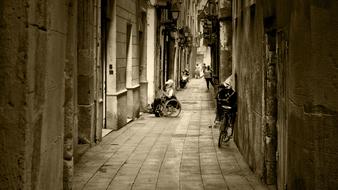 Street Old sepia photo, barcelona