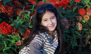 Little Girl Garden red flowers