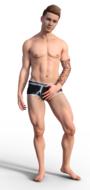 sports guy in swimming trunks as a 3d model