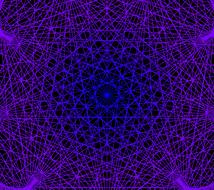 Blue and violet pattern with shapes, at dark background, clipart