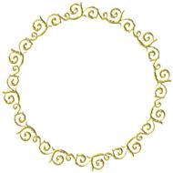 Shiny, round, gold frame with patterns, at white background, clipart