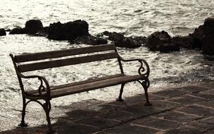 water bench with rocks